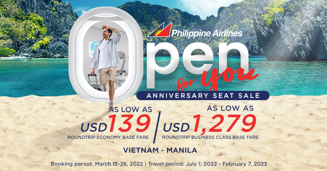 Tận hưởng ưu đãi đặc biệt bay từ Việt Nam đến Philippines nhân dịp kỷ niệm 81 năm của Phillipines Airlines giá chỉ từ 139 USD